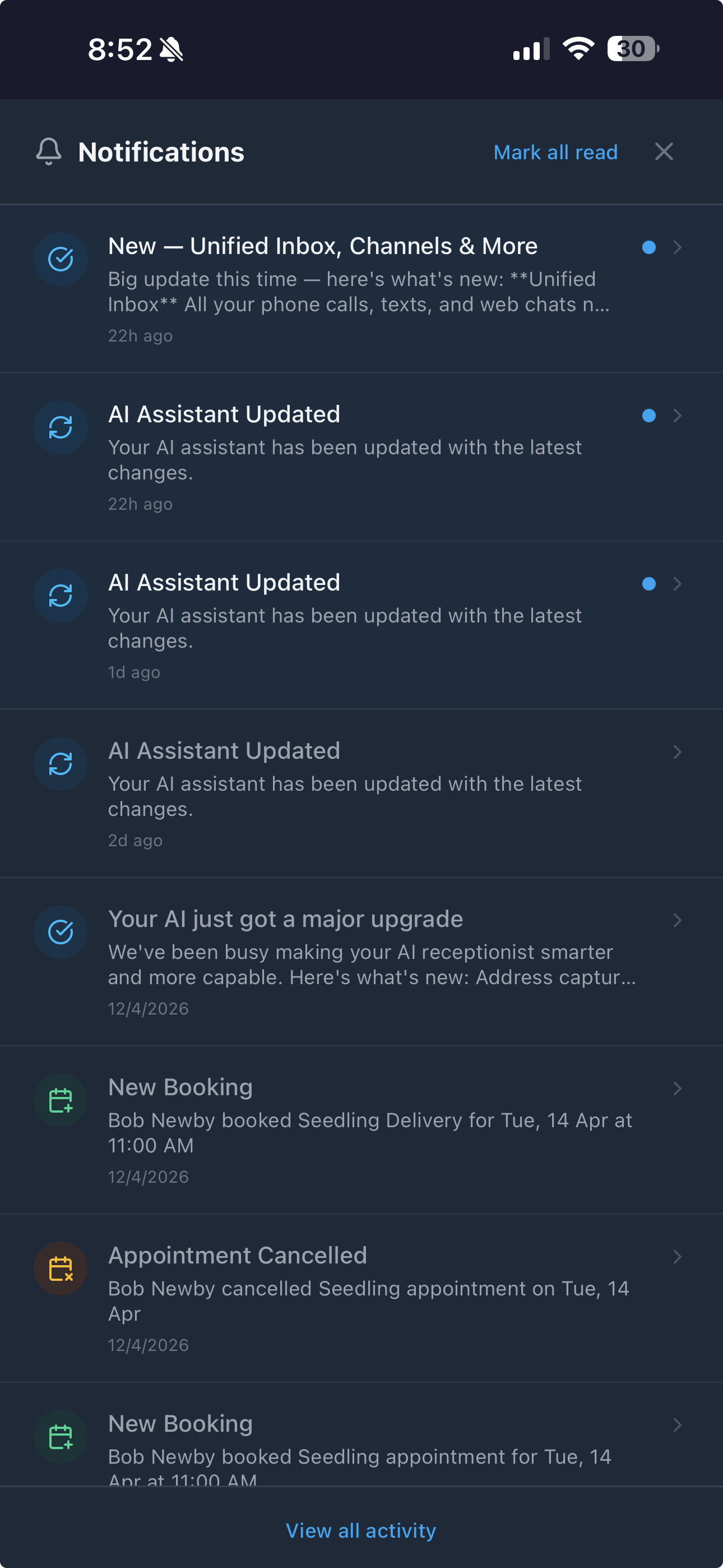 CallMate mobile app — manage your business from anywhere