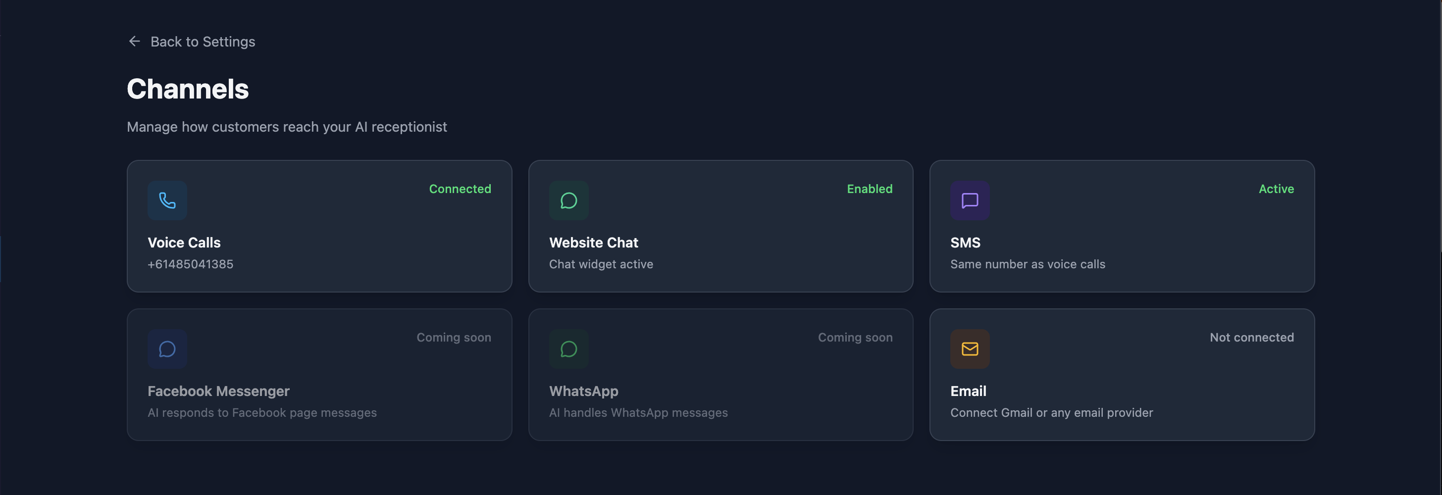 CallMate Channels — Voice, SMS, Chat, Email managed in one place